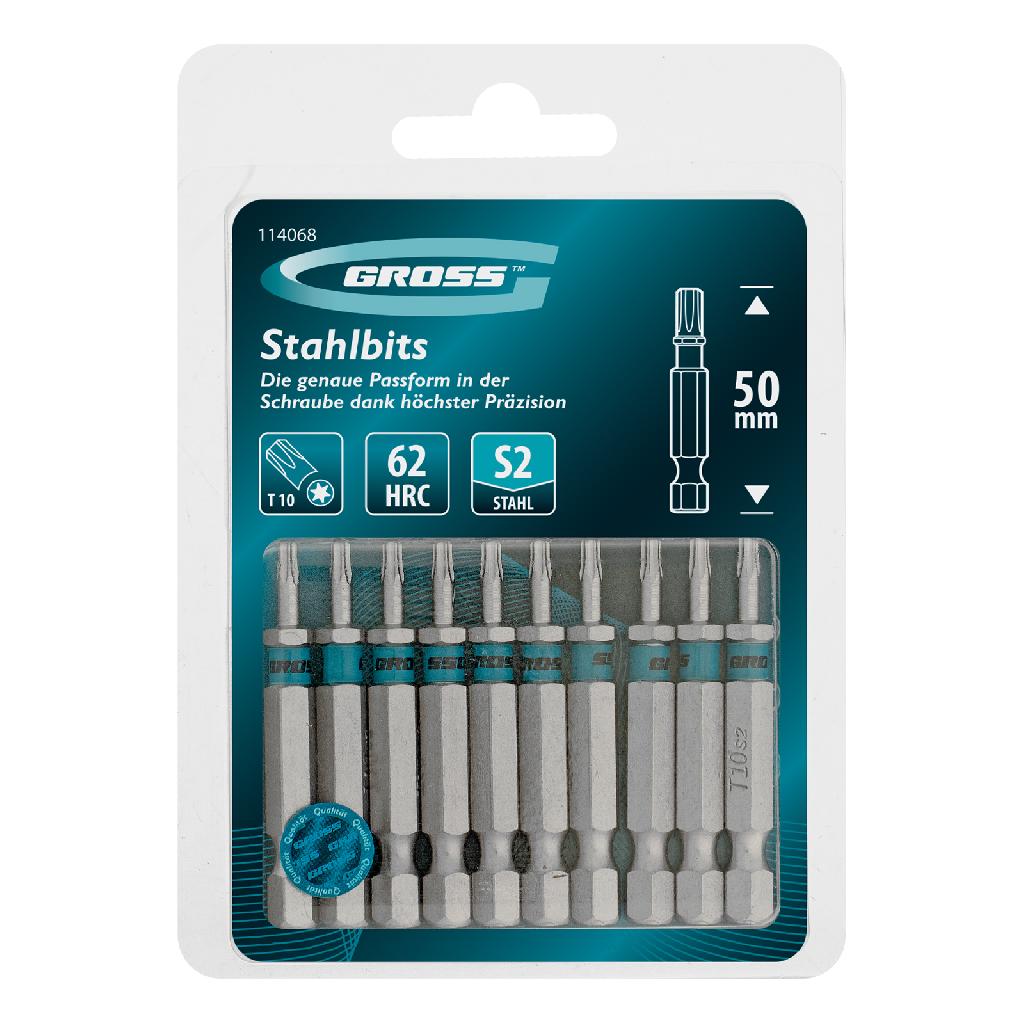 картинка Бита Torx 10х50мм, сталь S2, шестигр., 10 шт. Gross от ООО "Строительный Крепеж"