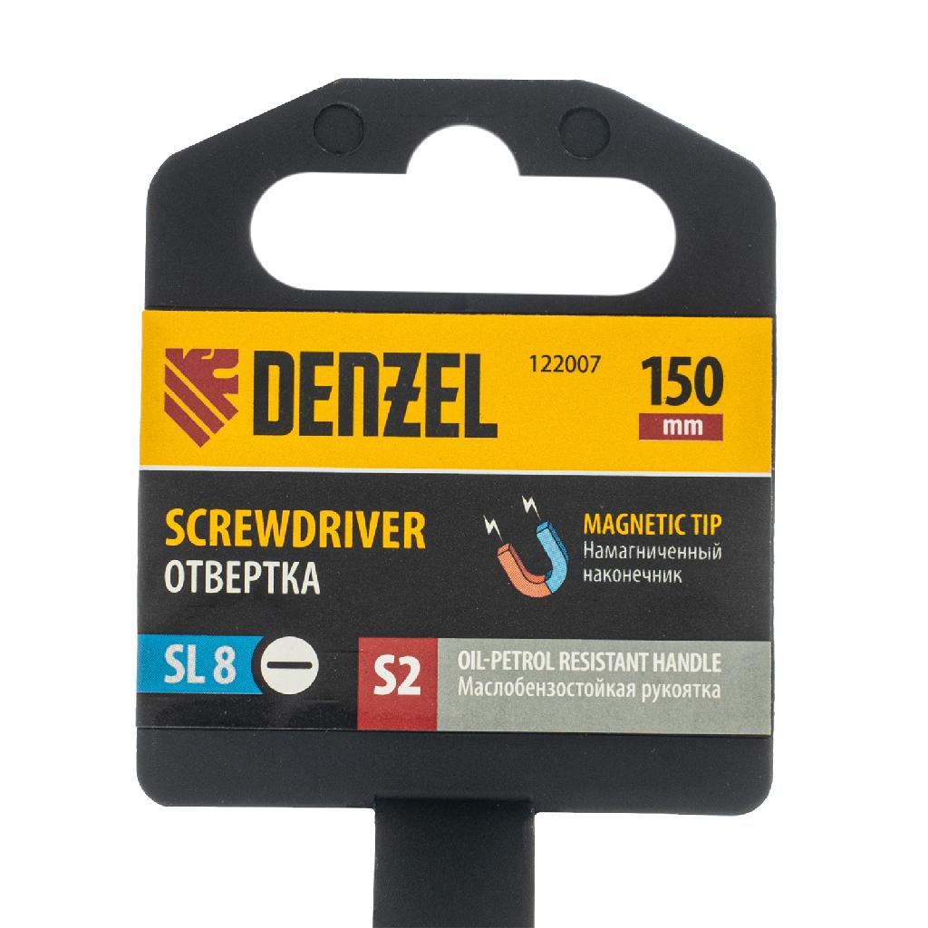 картинка Отвертка, SL8x150 мм, S2, 3к рукоятка Denzel от ООО "Строительный Крепеж"