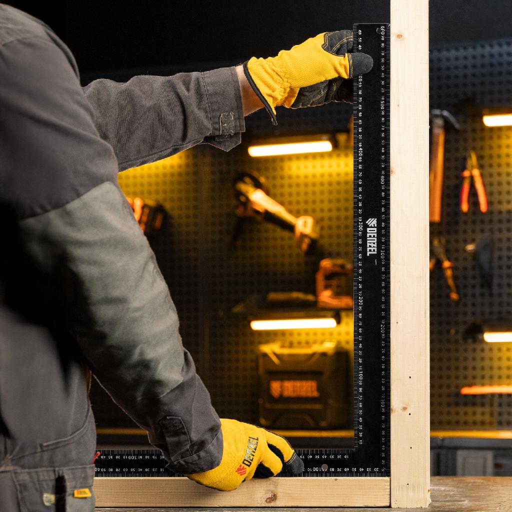 картинка Угольник, 400 х 600 мм, алюминиевый, лазерная гравировка Denzel от ООО "Строительный Крепеж"