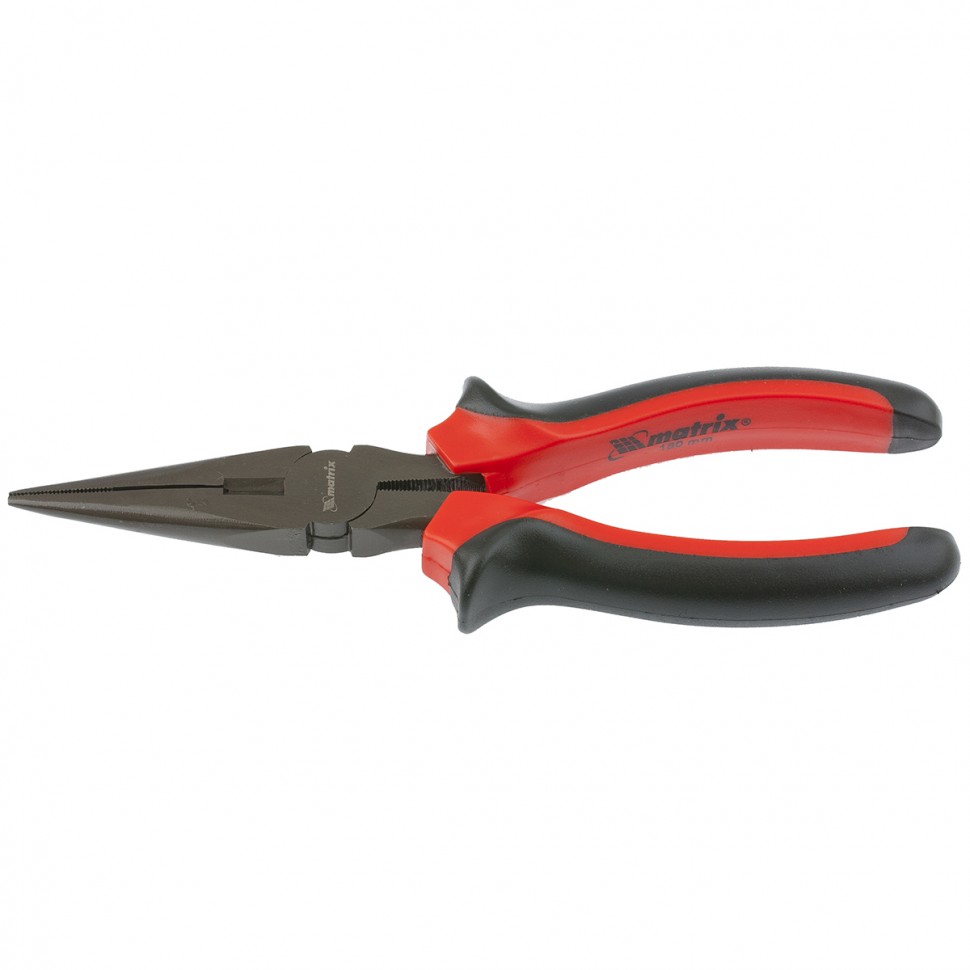 картинка Длинногубцы прямые Black Nickel, 180 мм, двухкомпонентные рукоятки Matrix от ООО "Строительный Крепеж"