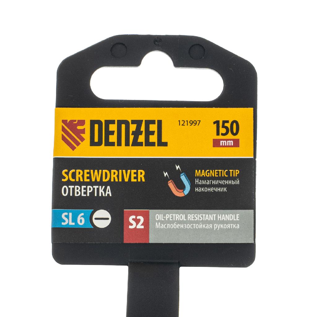 картинка Отвертка, SL6x150 мм, S2, 3к рукоятка Denzel от ООО "Строительный Крепеж"