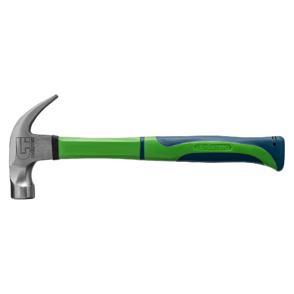 картинка Молоток-гвоздодер, 450 г, с магнитом, фибергласовая обрезиненная рукоятка Сибртех от ООО "Строительный Крепеж"