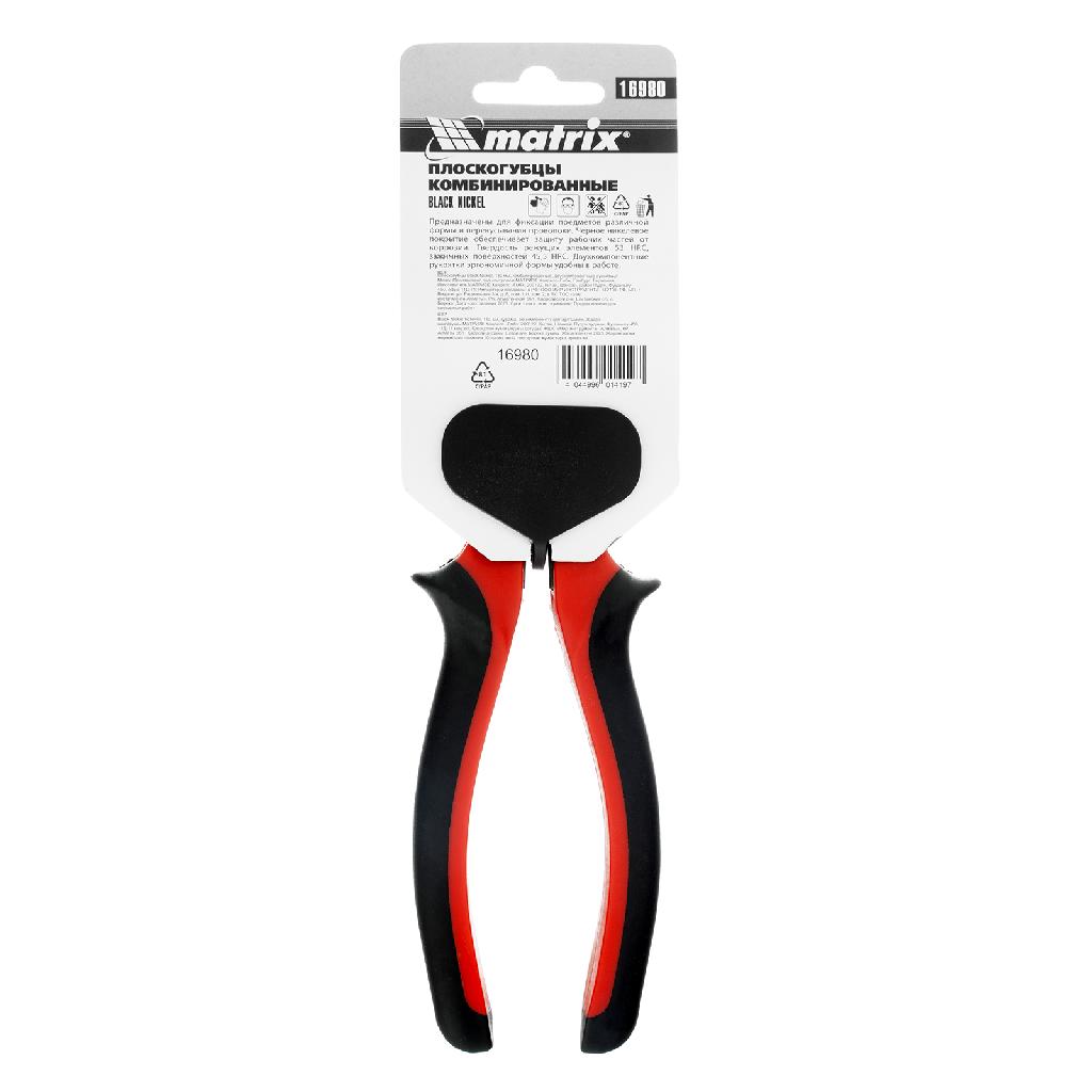 картинка Плоскогубцы комбинированные Black Nickel, 180 мм, двухкомпонентные рукоятки Matrix от ООО "Строительный Крепеж"