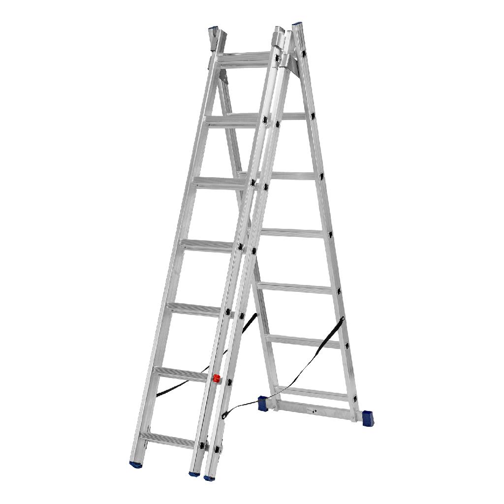 картинка Лестница, 3 х 7 ступеней, алюминиевая, трехсекционная, Сибртех от ООО "Строительный Крепеж"