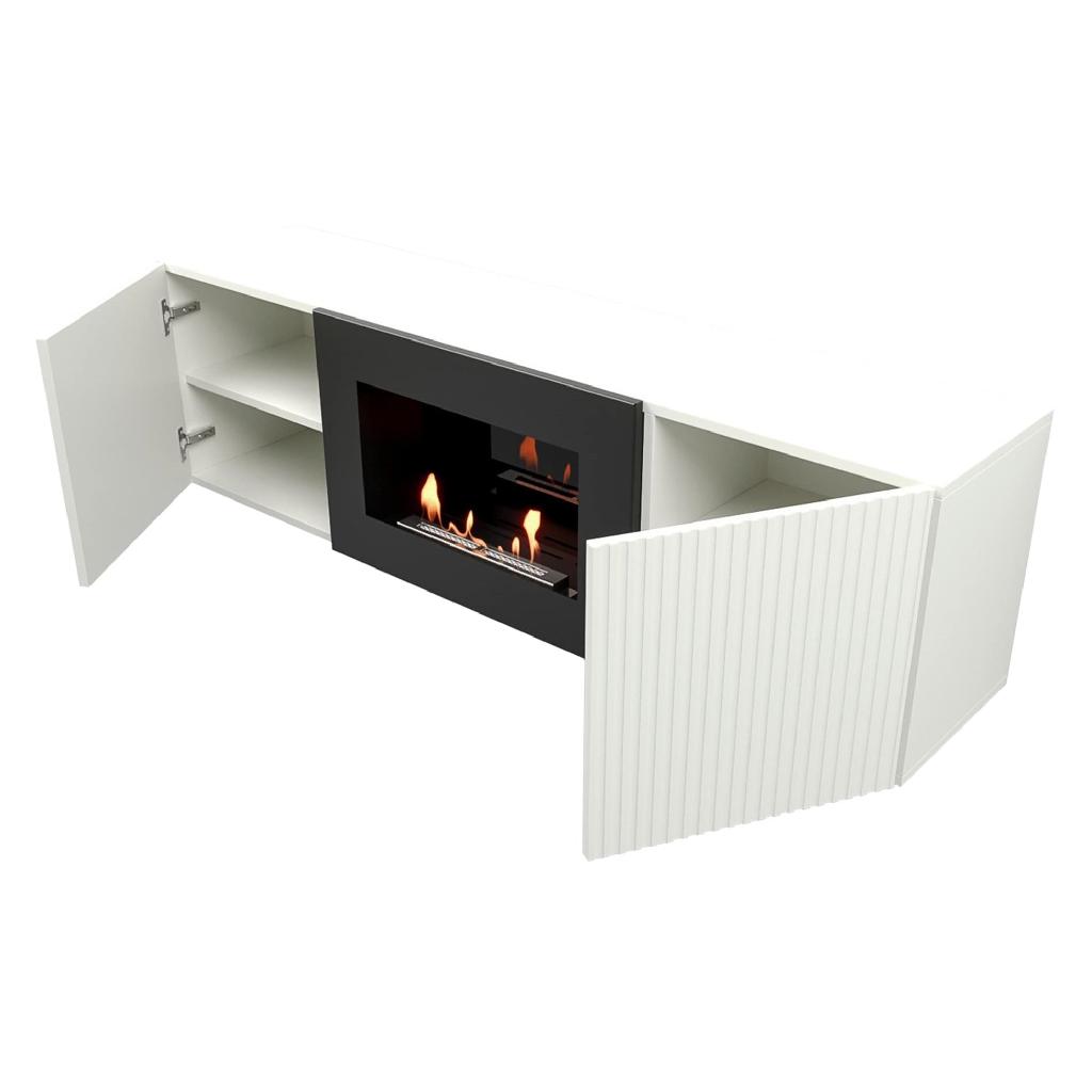 картинка Тумба с биокамином Firelight BFP/P-1400L белая от ООО «Строительный крепеж»