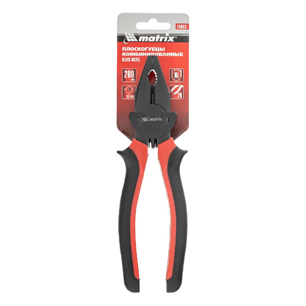 картинка Плоскогубцы комбинированные Black Nickel, 200 мм, двухкомпонентные рукоятки Matrix от ООО "Строительный Крепеж"