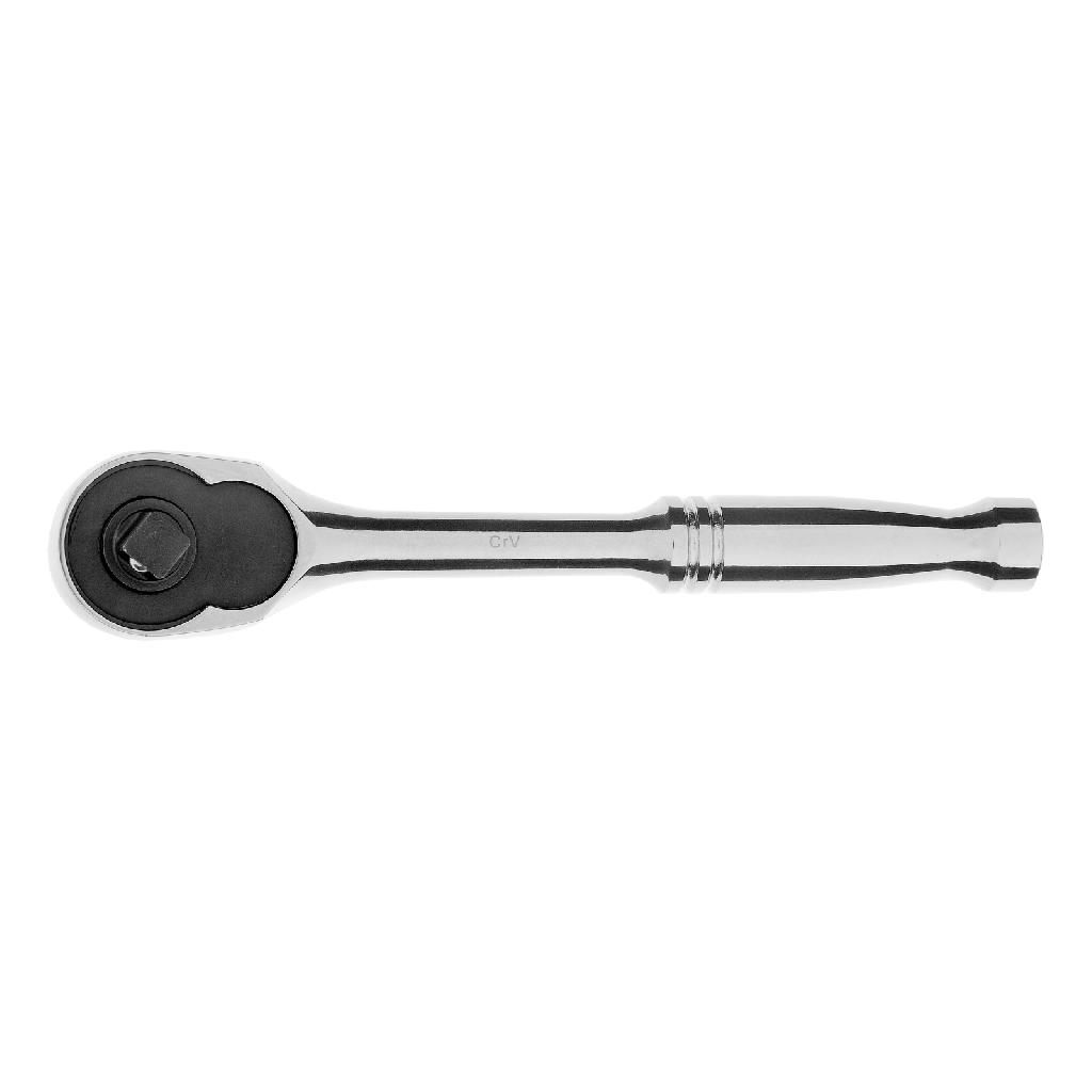 картинка Ключ-трещотка 1/4", CrV, 120 зубьев, цельнометаллический, хром Gross от ООО "Строительный Крепеж"