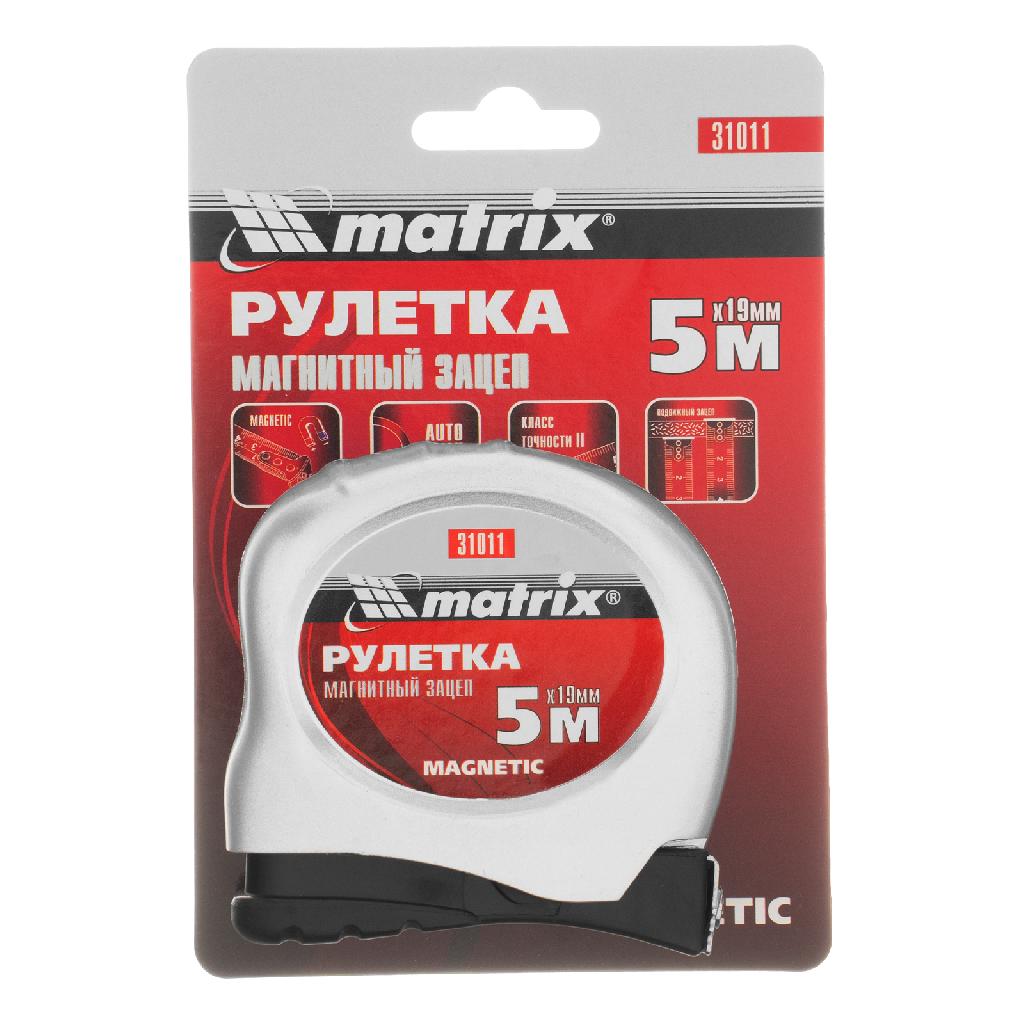 картинка Рулетка Magnetic,5 м х 19 мм,магнитный зацеп Matrix от ООО "Строительный Крепеж"