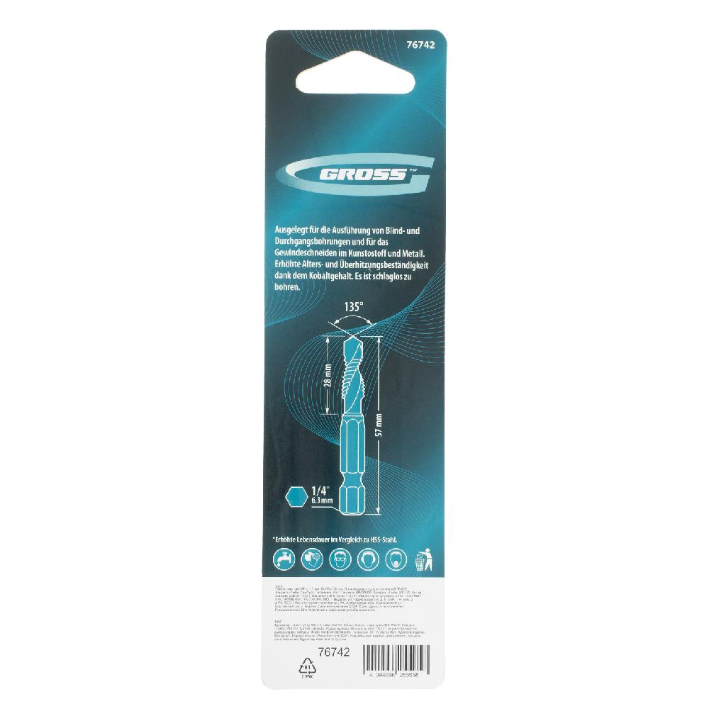 картинка Сверло-метчик М6 х 1,0 мм, Co5%// Gross от ООО "Строительный Крепеж"