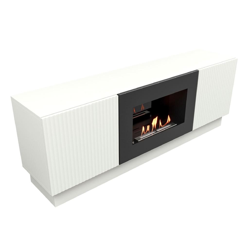картинка Тумба с биокамином Firelight BFP/P-1400L белая от ООО «Строительный крепеж»