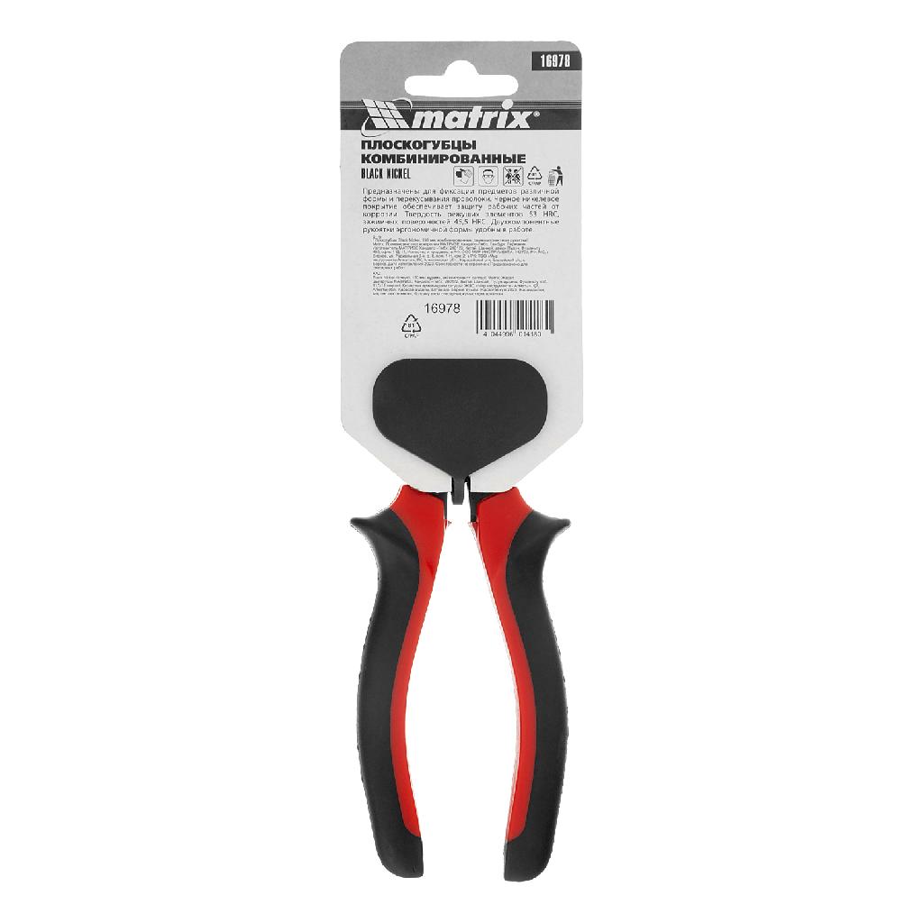 картинка Плоскогубцы комбинированные Black Nickel, 160 мм, двухкомпонентные рукоятки Matrix от ООО "Строительный Крепеж"