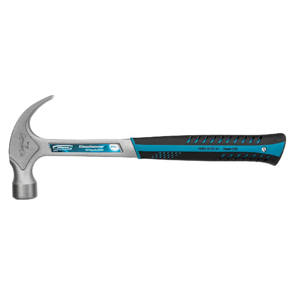 картинка Молоток-гвоздодер, 570 г, цельнокованый, трехкомпонентная рукоятка Gross от ООО "Строительный Крепеж"