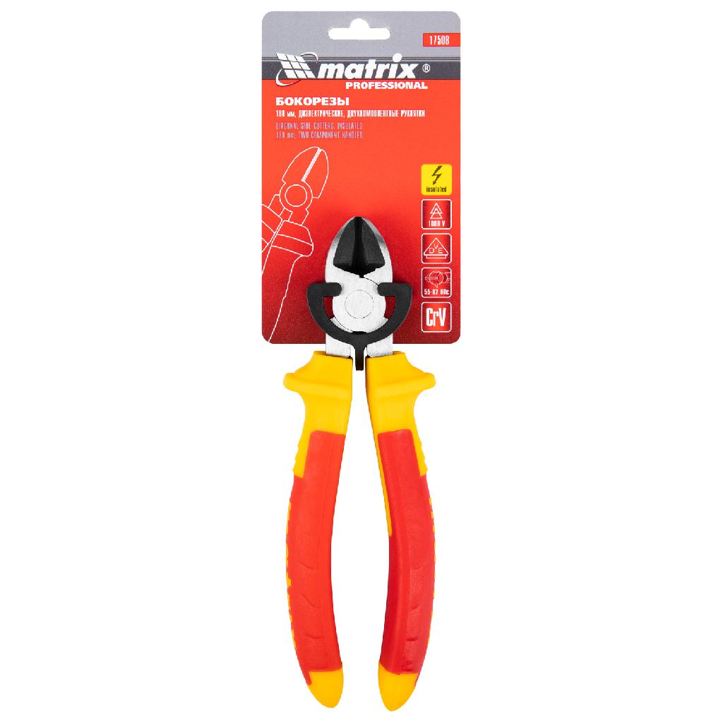 картинка Бокорезы Insulated, 180 мм, двухкомпонентные рукоятки Matrix Professional от ООО "Строительный Крепеж"
