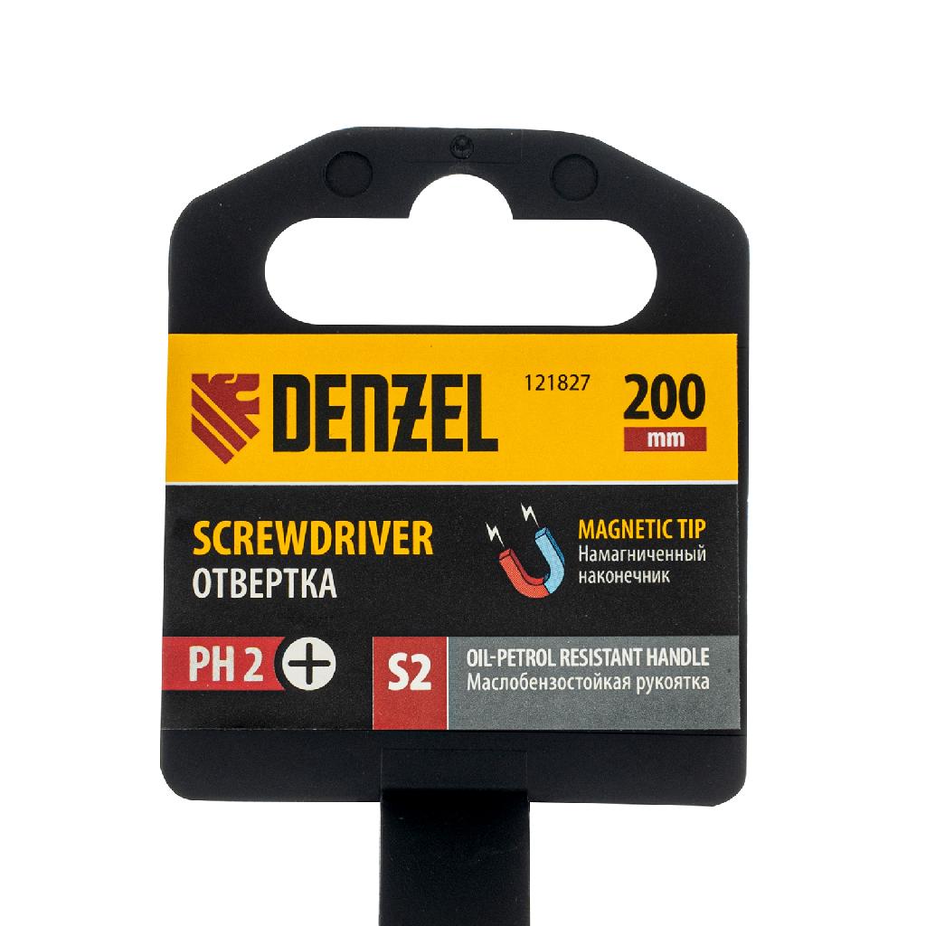 картинка Отвертка, PH2х200 мм, S2, 3к рукоятка Denzel от ООО "Строительный Крепеж"