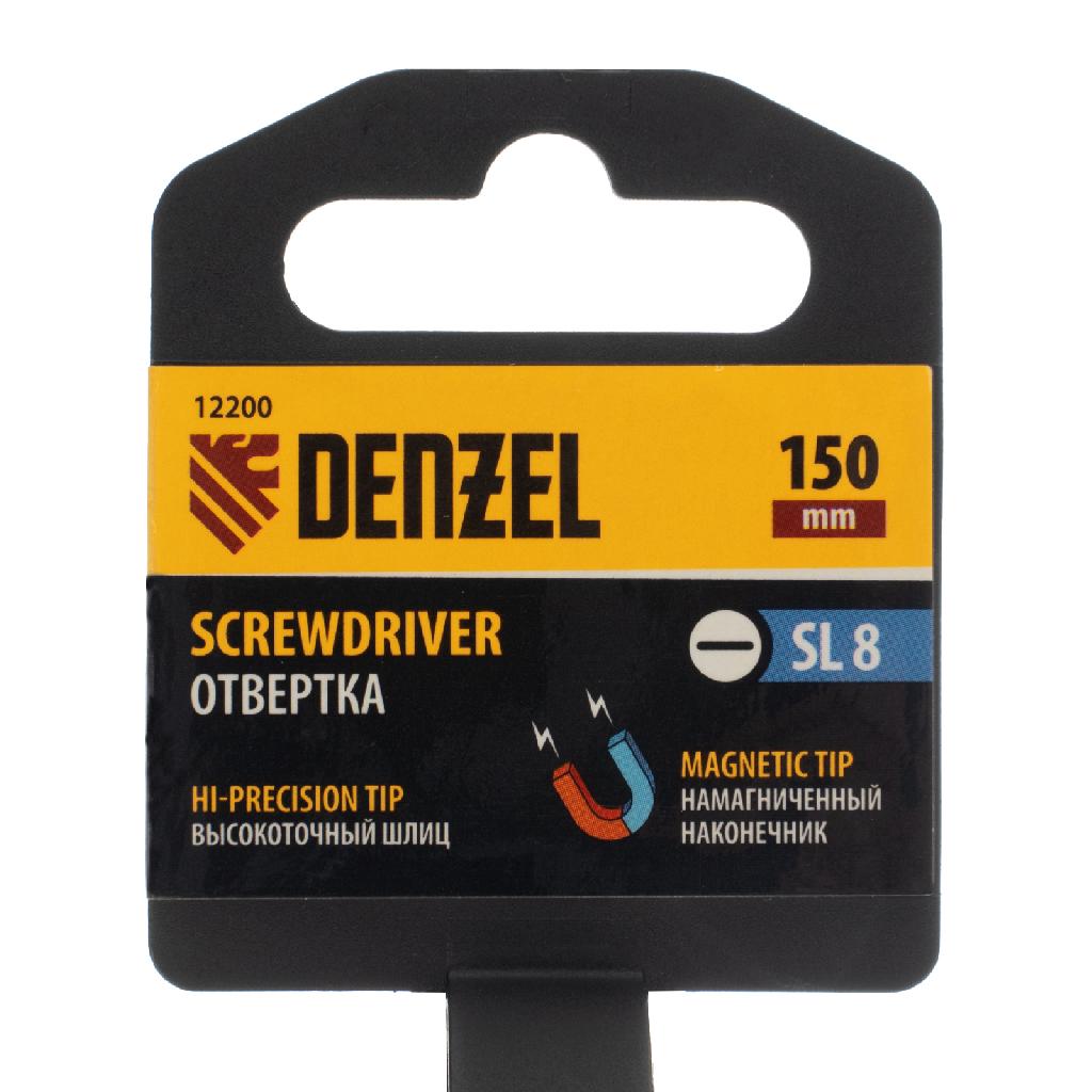 картинка Отвертка SL8x150 мм, CrV, трехкомпонентная рукоятка Denzel от ООО "Строительный Крепеж"