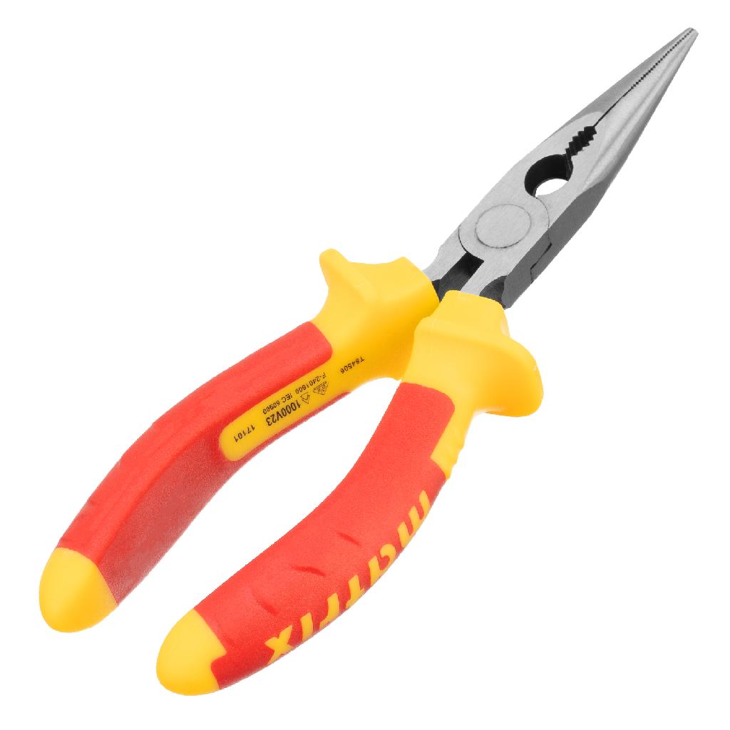 картинка Длинногубцы прямые Insulated, 160 мм, двухкомпонентные рукоятки Matrix Professional от ООО "Строительный Крепеж"