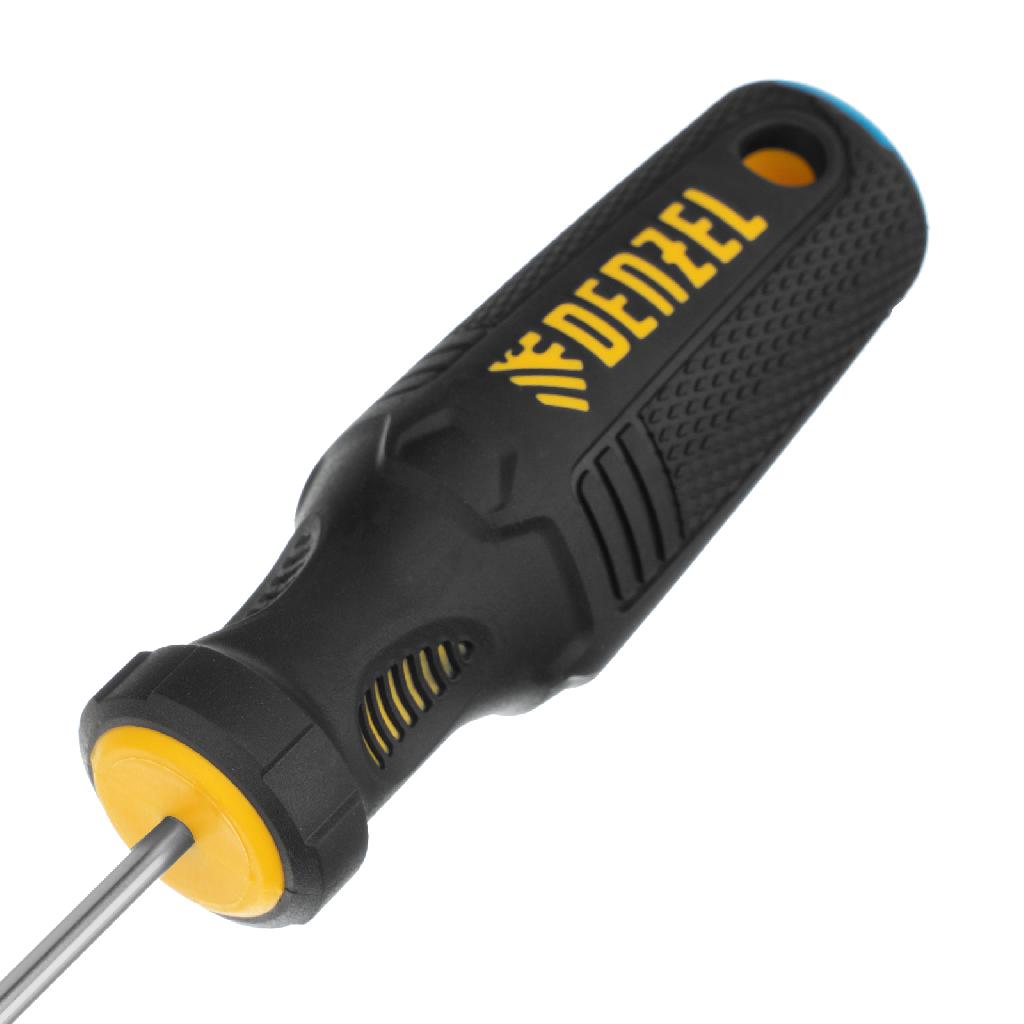 картинка Отвертка SL3х100 мм, CrV, трехкомпонентная рукоятка Denzel от ООО "Строительный Крепеж"