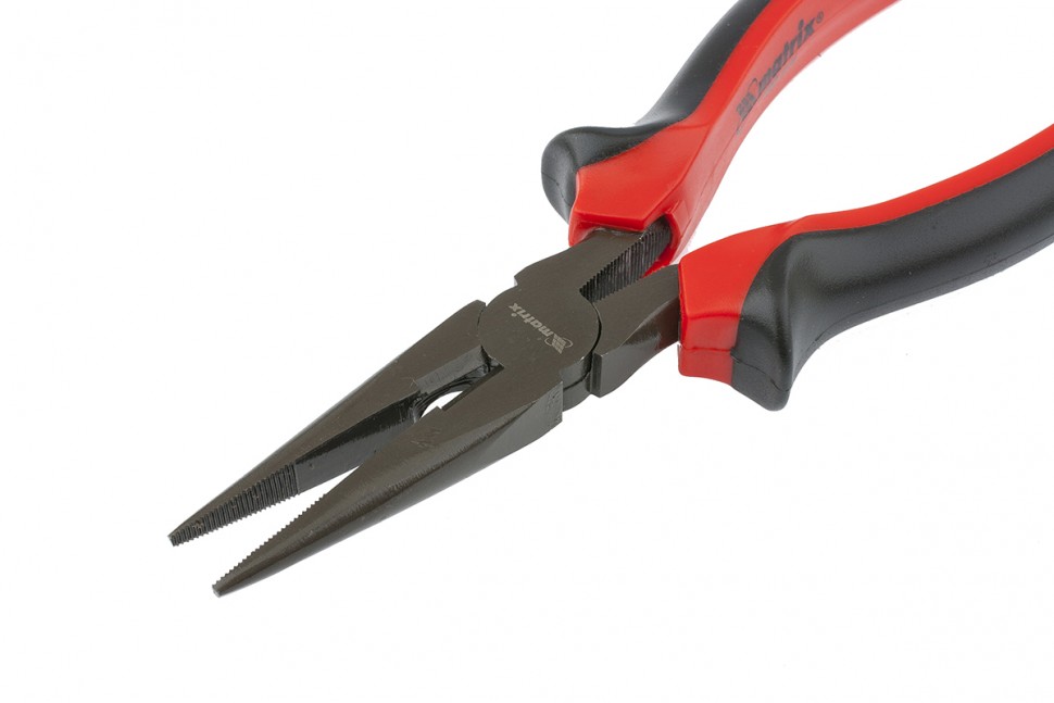 картинка Длинногубцы прямые Black Nickel, 180 мм, двухкомпонентные рукоятки Matrix от ООО "Строительный Крепеж"