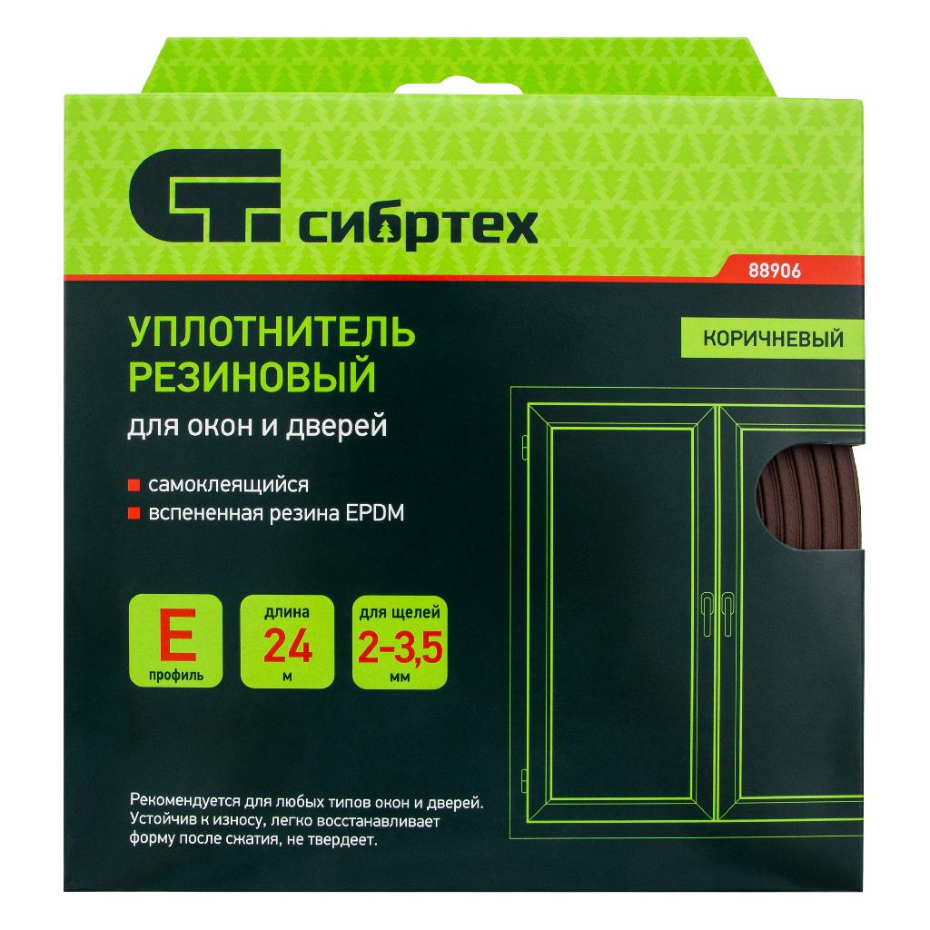 картинка Уплотнитель резиновый, 24 м, профиль "E", коричневый Сибртех от ООО "Строительный Крепеж"