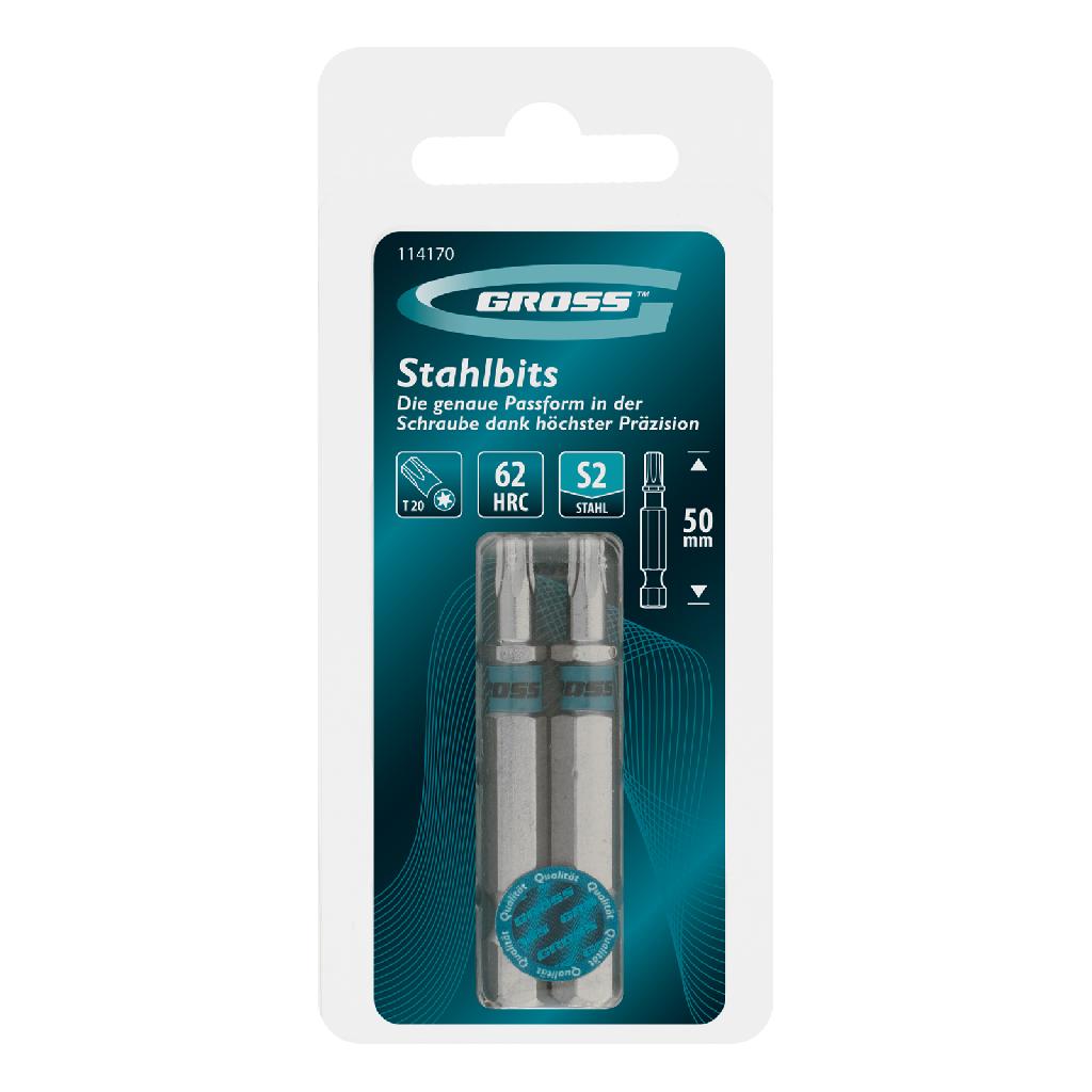 картинка Бита Torx 20х50мм, сталь S2, шестигр., 2 шт. Gross от ООО "Строительный Крепеж"