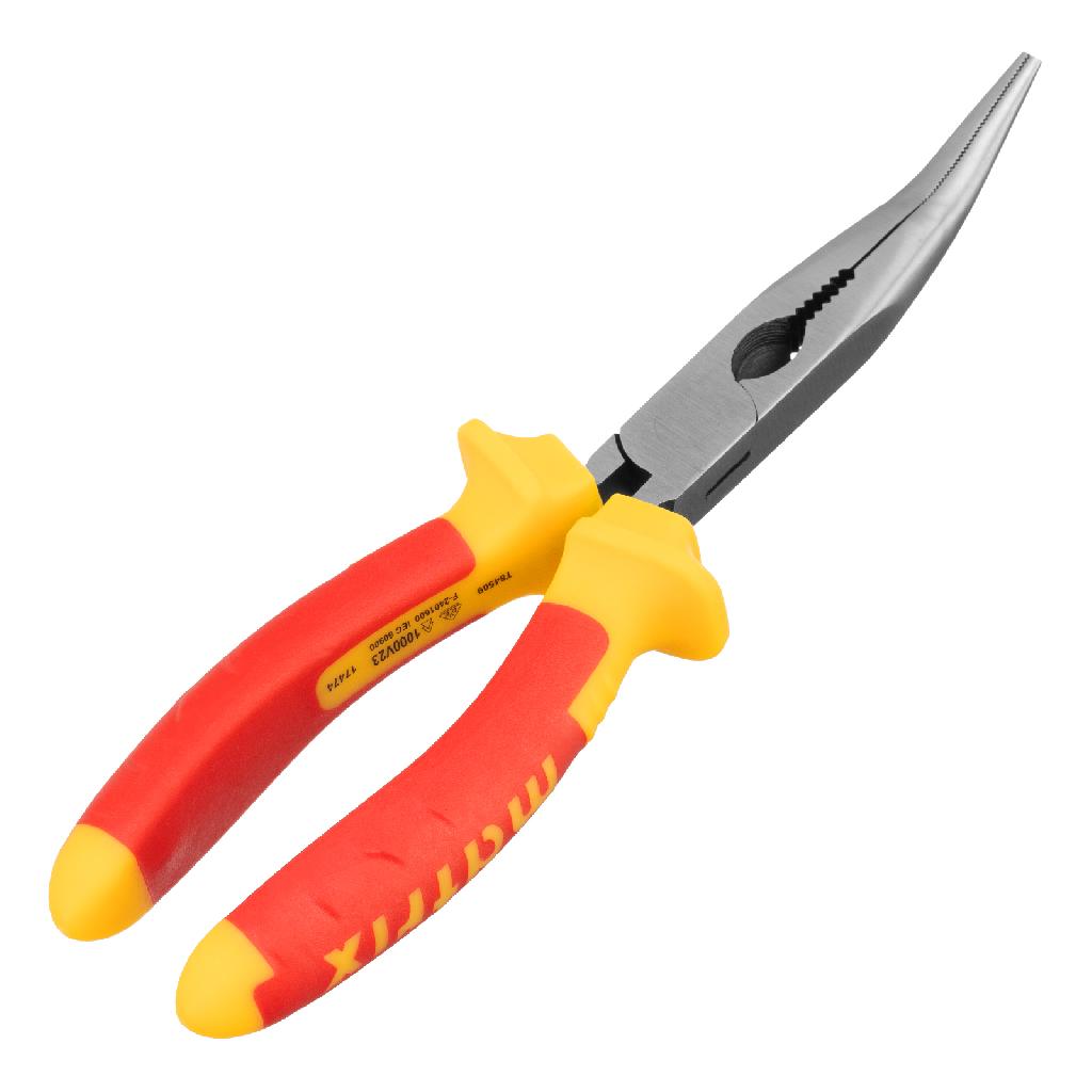 картинка Длинногубцы изогнутые Insulated, 200 мм, двухкомпонентные рукоятки Matrix Professional от ООО "Строительный Крепеж"