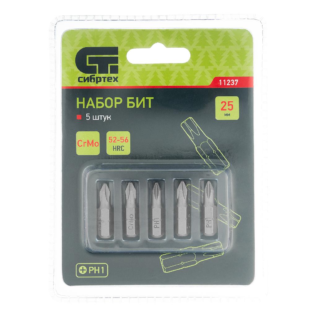 картинка Бита PH1 x 25, сталь CrMo, 5 шт. Сибртех от ООО "Строительный Крепеж"