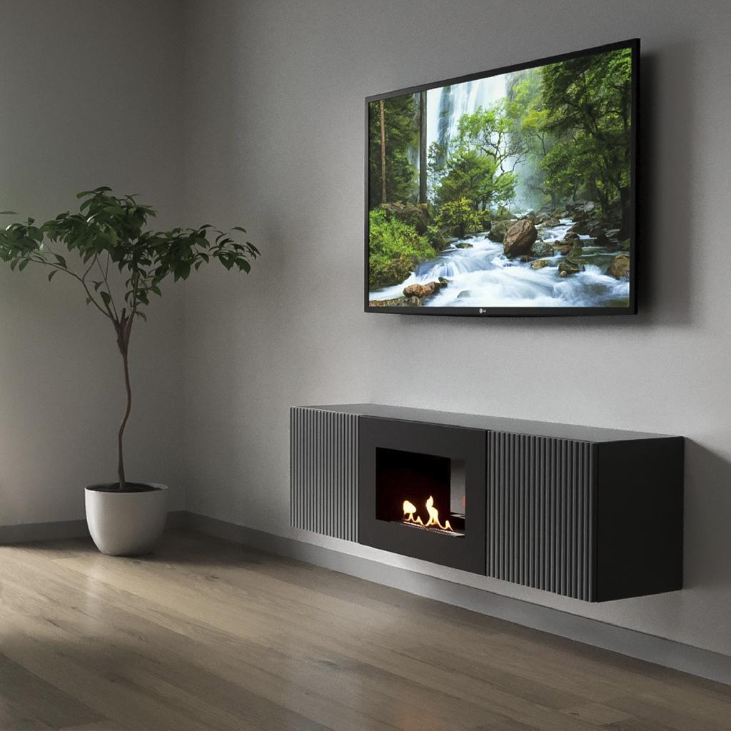 картинка Тумба с биокамином Firelight BFP/P-1400L графит от ООО «Строительный крепеж»