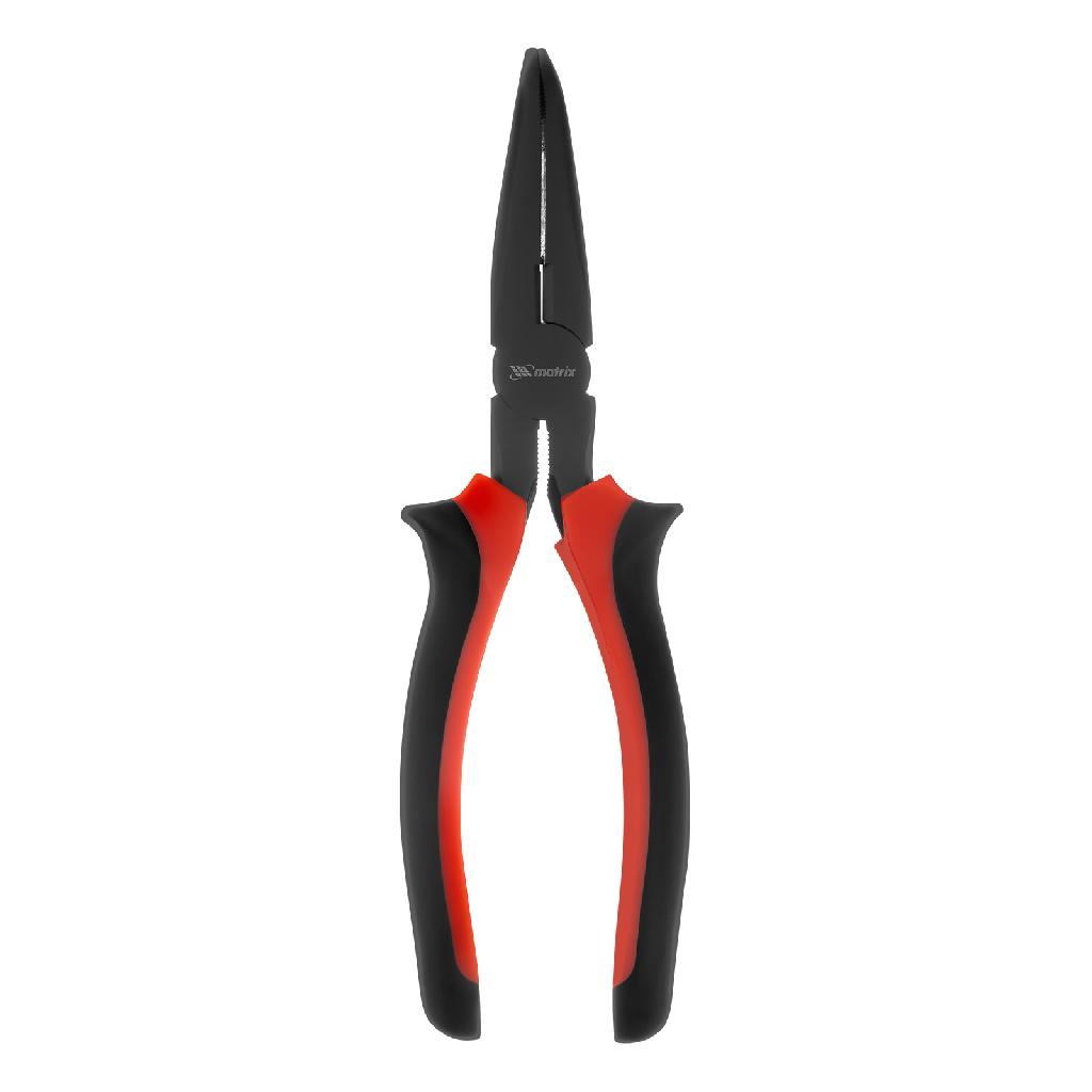картинка Длинногубцы изогнутые Black Nickel, 200 мм, двухкомпонентные рукоятки Matrix от ООО "Строительный Крепеж"