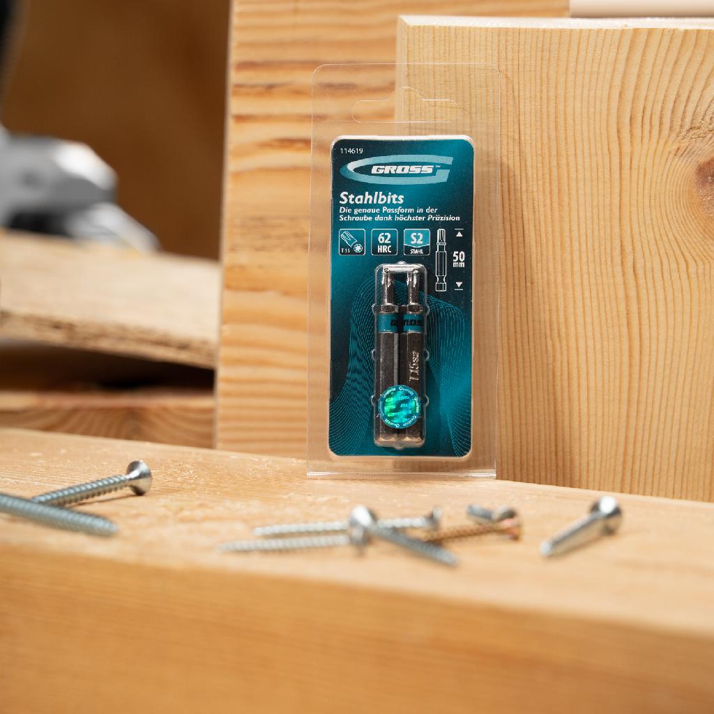 картинка Бита Torx 15х50мм, сталь S2, шестигр., 2 шт. Gross от ООО "Строительный Крепеж"