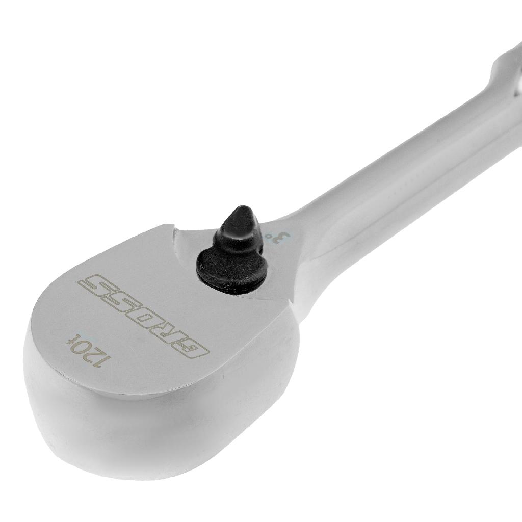 картинка Ключ-трещотка 1/4", CrV, 120 зубьев, цельнометаллический, хром Gross от ООО "Строительный Крепеж"