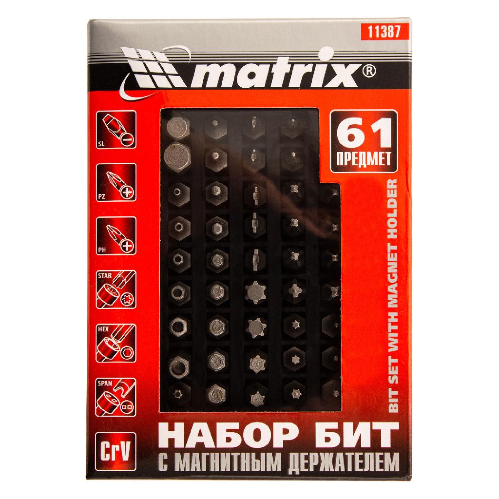 картинка Набор бит с магнитным держателем, CrV, 61 шт. Matrix от ООО "Строительный Крепеж"