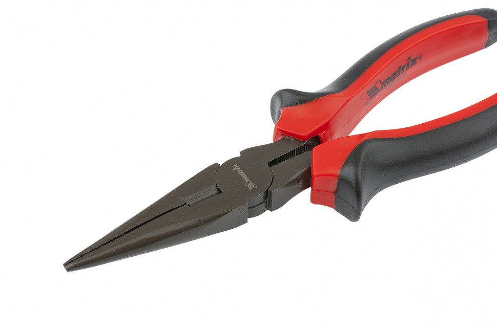 картинка Длинногубцы прямые Black Nickel, 180 мм, двухкомпонентные рукоятки Matrix от ООО "Строительный Крепеж"