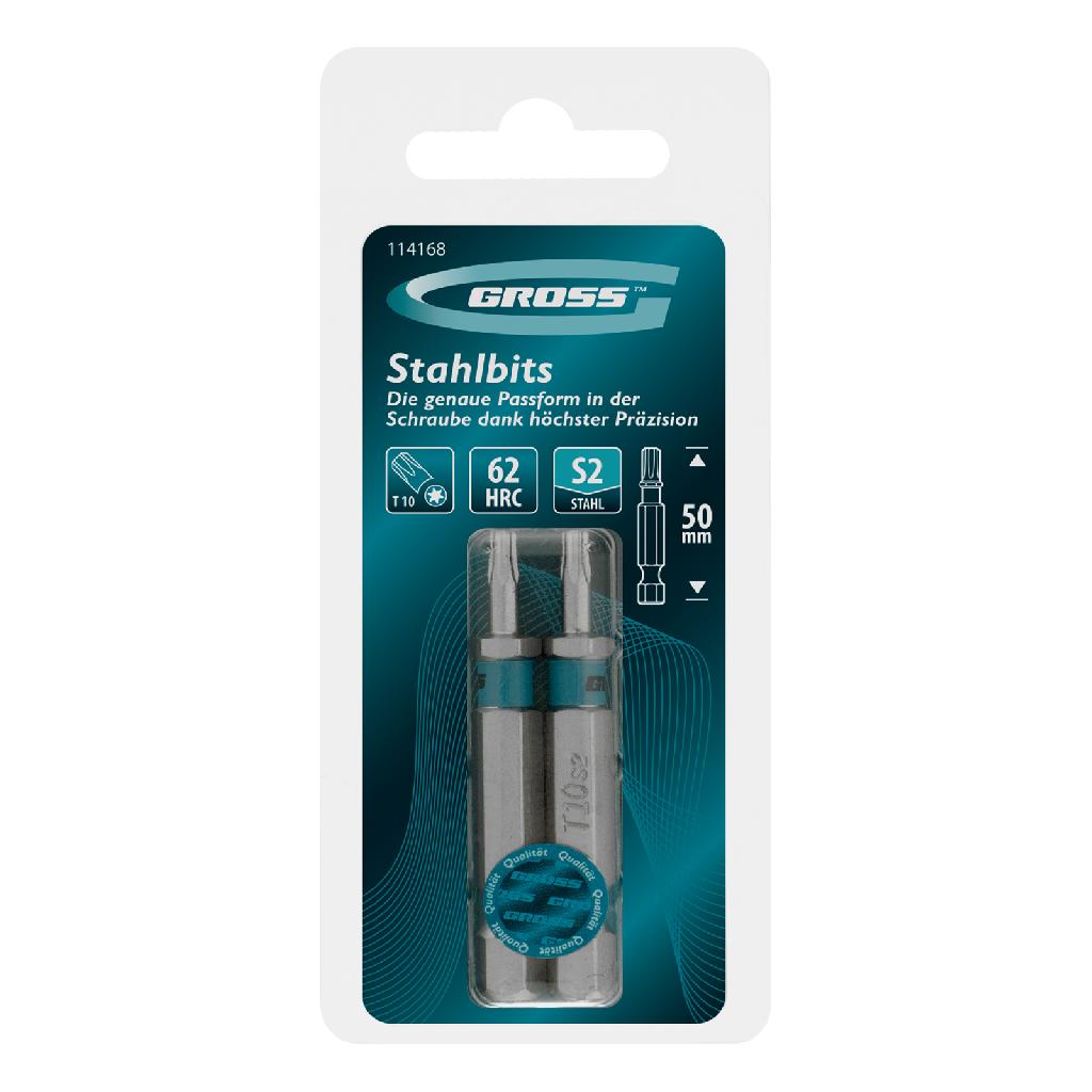 картинка Бита Torx 10х50мм, сталь S2, шестигр., 2 шт. Gross от ООО "Строительный Крепеж"