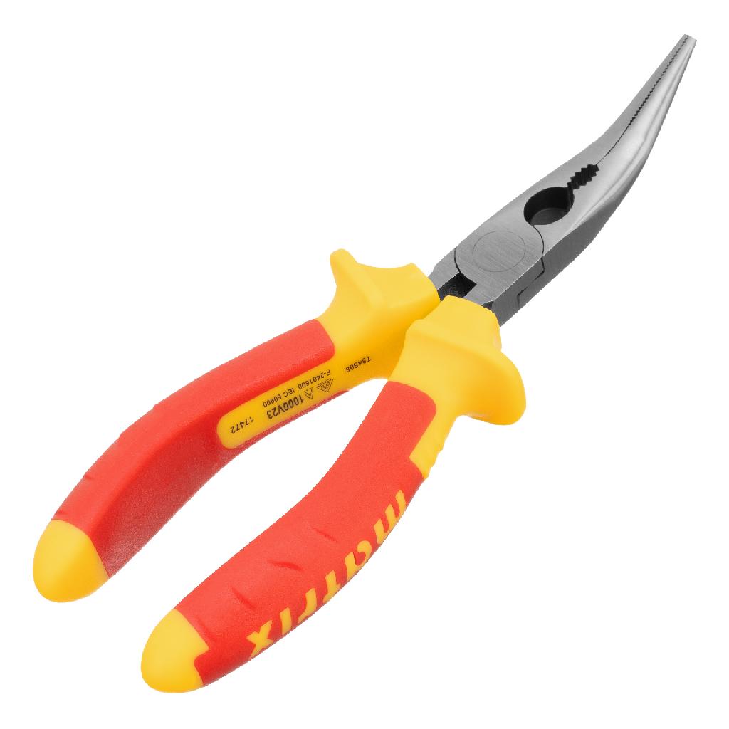 картинка Длинногубцы изогнутые Insulated, 160 мм, двухкомпонентные рукоятки Matrix Professional от ООО "Строительный Крепеж"