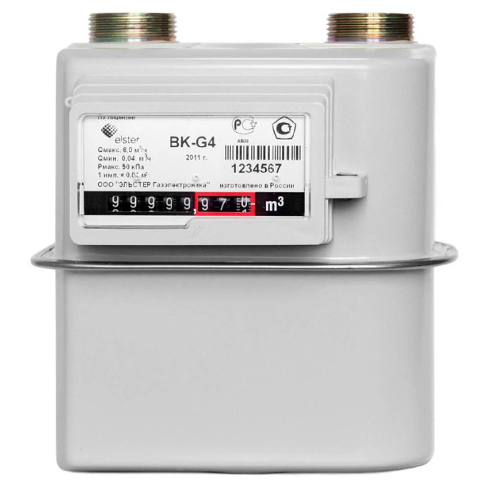 картинка Счетчик газа РАСКО ВК-G4 (G11/4) (110мм) правый от ООО «Строительный крепеж»
