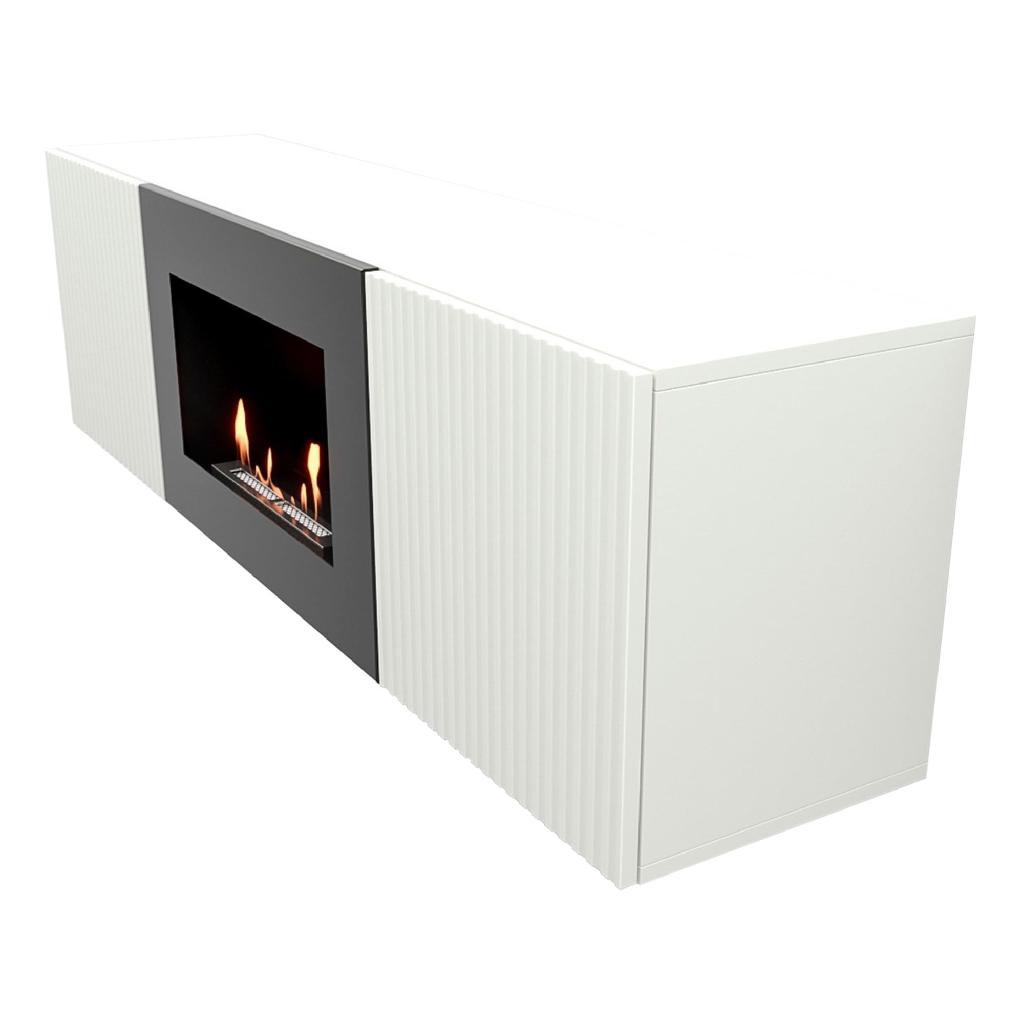 картинка Тумба с биокамином Firelight BFP/P-1400L белая от ООО «Строительный крепеж»