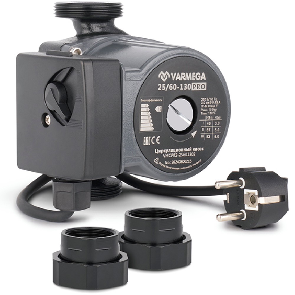 картинка Насос циркуляционный VARMEGA 25/60-130, с гайками от ООО «Строительный крепеж»